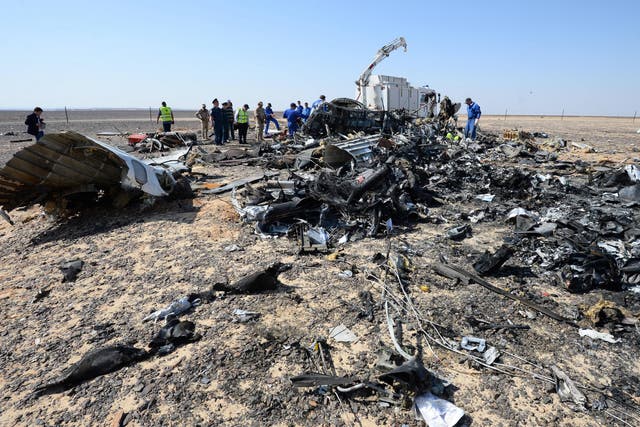 Some of the wreckage of the Airbus A321 flight which crashed in Sinai desert on 31st October