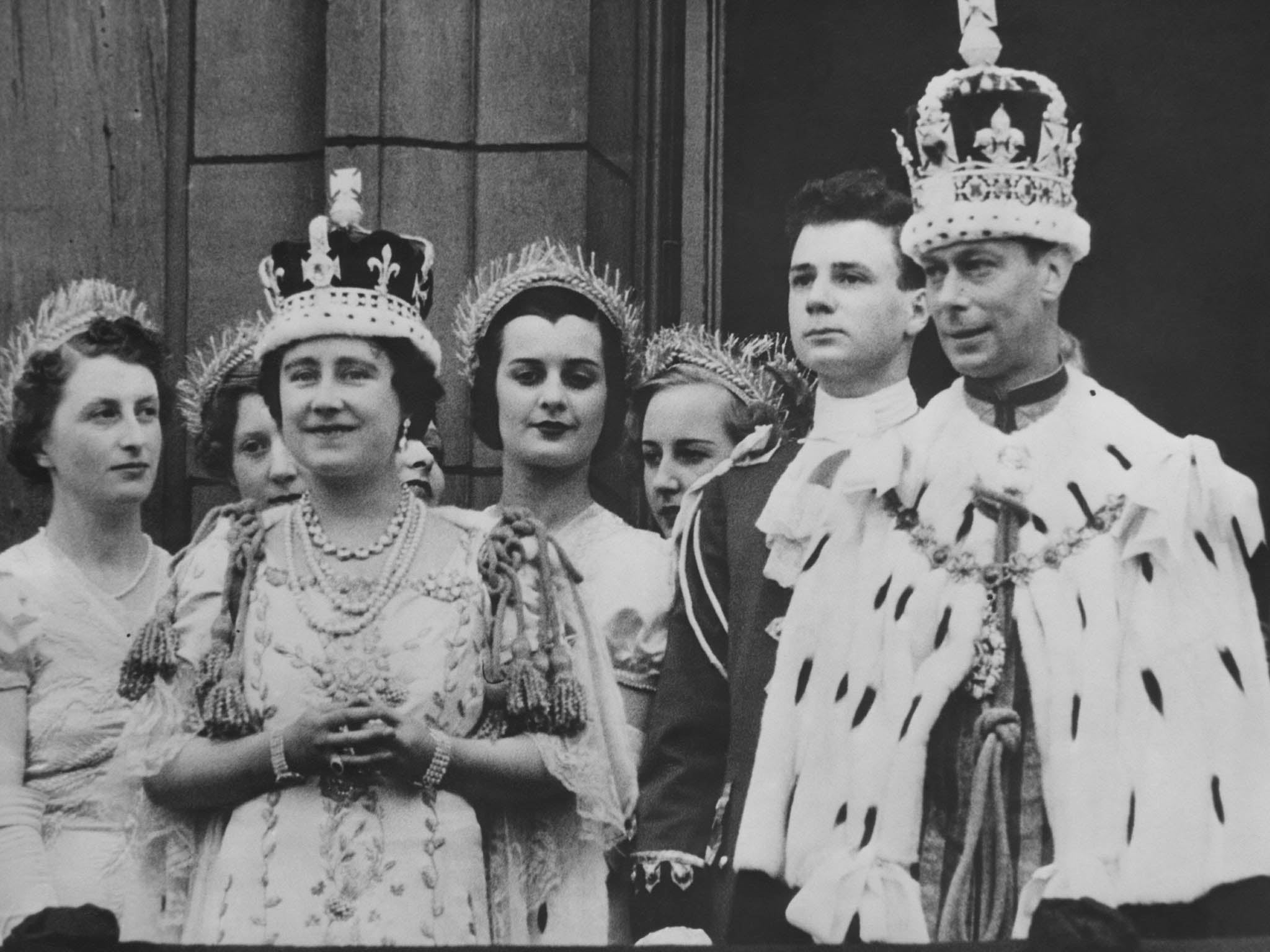 The Queen Mother, wearing the crown with the Koh-i-Noor stone at King George VI's coronation, 1937.