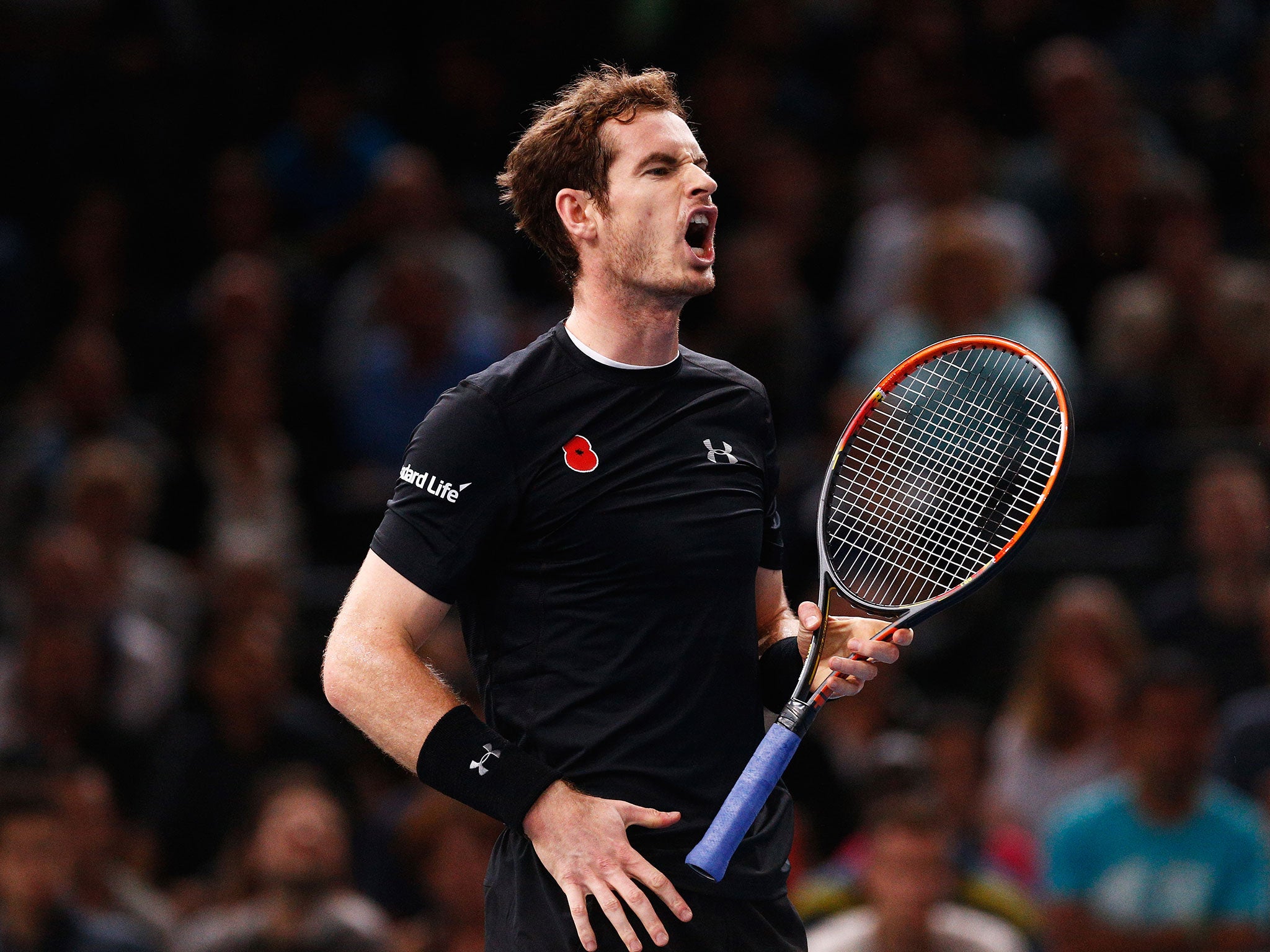 Andy Murray in action at the Paris Masters