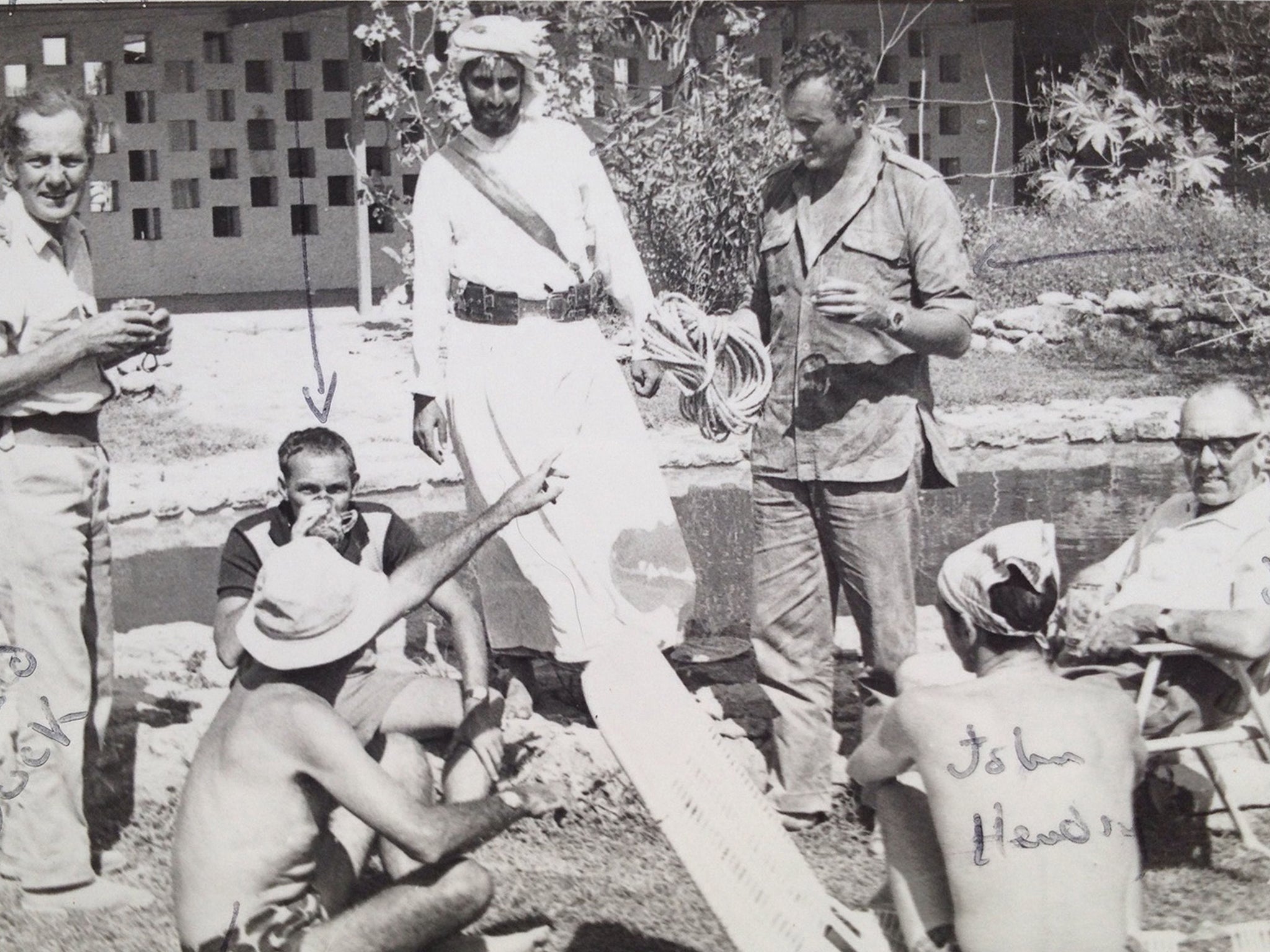 Peter Bennett, (right standing) in Oman, whilst serving with the SAS