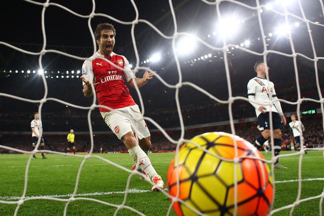 Mathieu Flamini celebrates Arsenal's equaliser