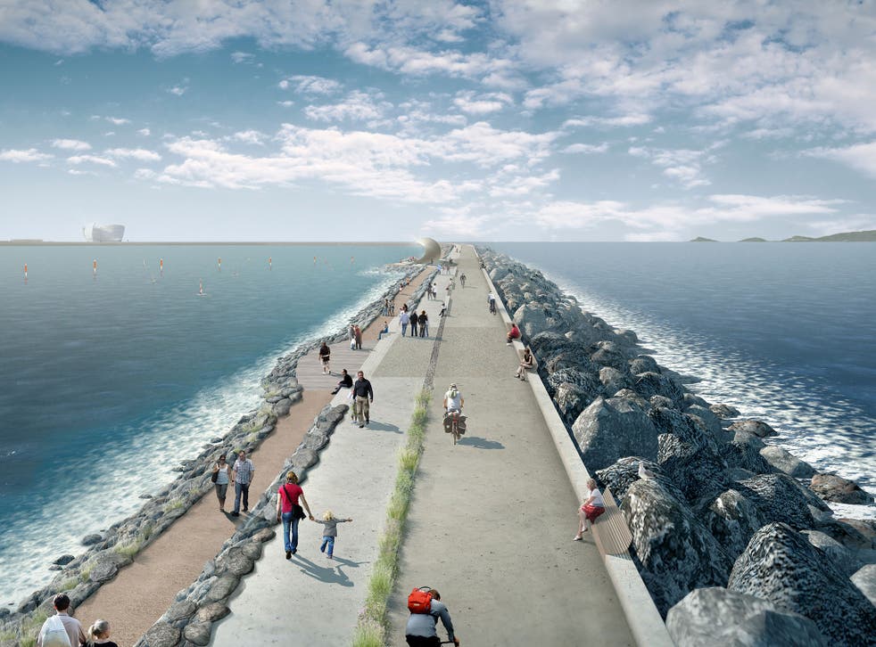 An artist’s impression of the proposed barrage at Swansea Bay
