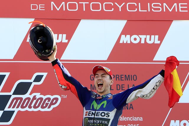 Jorge Lorenzo won his third MotoGP world title after a start-to- finish victory in Valencia
