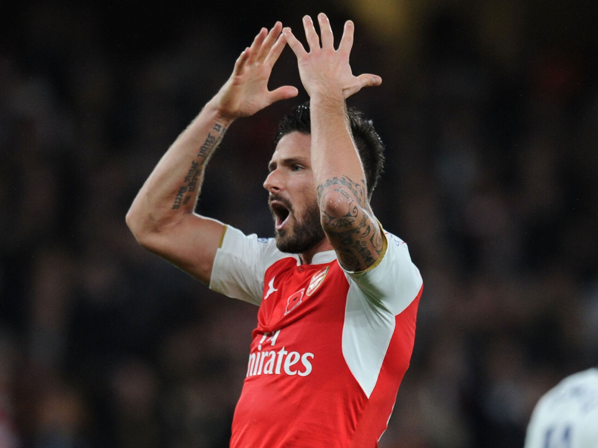 Olivier Giroud was said to be ‘angry’ at his missed chances