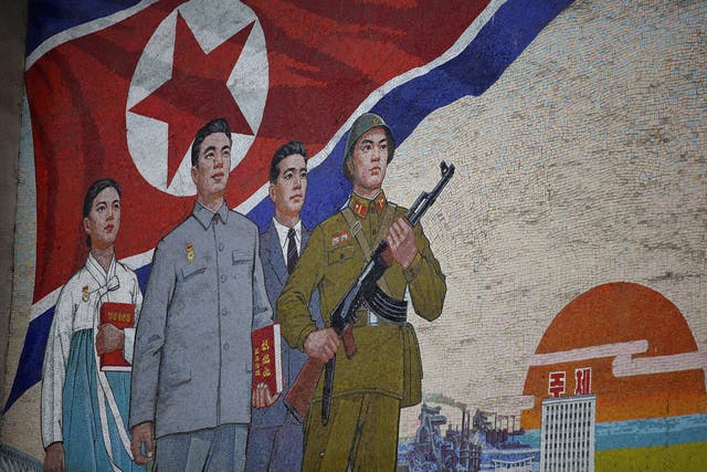 A mural painting outside the People's Palace of Culture in Noth Korean capital Pyongyang