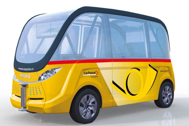 Two of these small driverless buses will hit the roads in Switzerland in Spring next year.