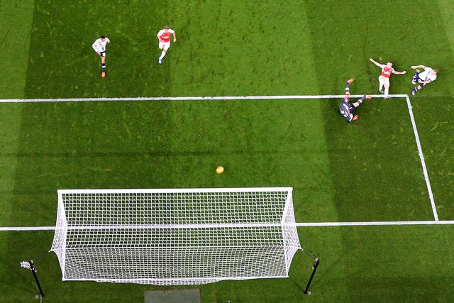 A view of Harry Kane's goal against Arsenal