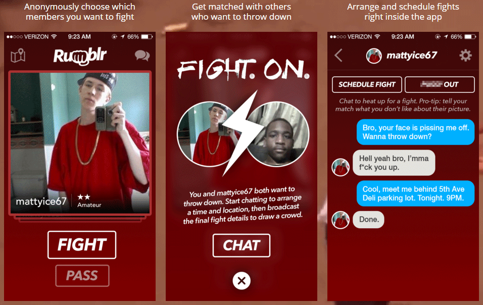 Rumblr has taken its design inspiration directly from Tinder