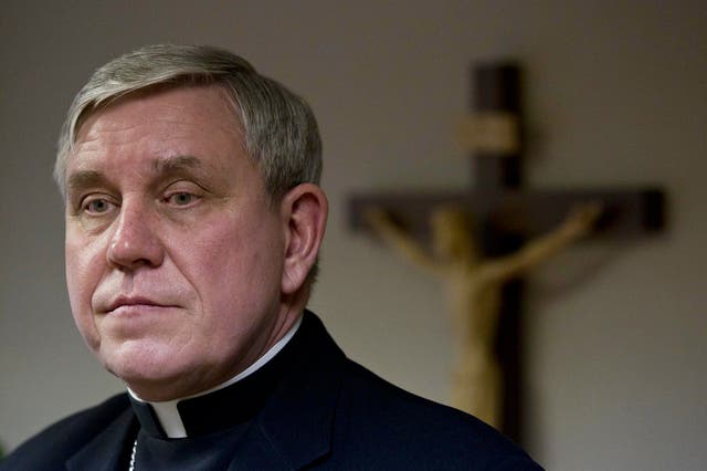 Milwaukee Archbishop Jerome Listecki at a news conference in 2011.
