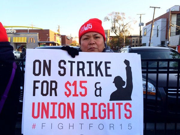 Fast-food workers have gone on strike to demand higher wages