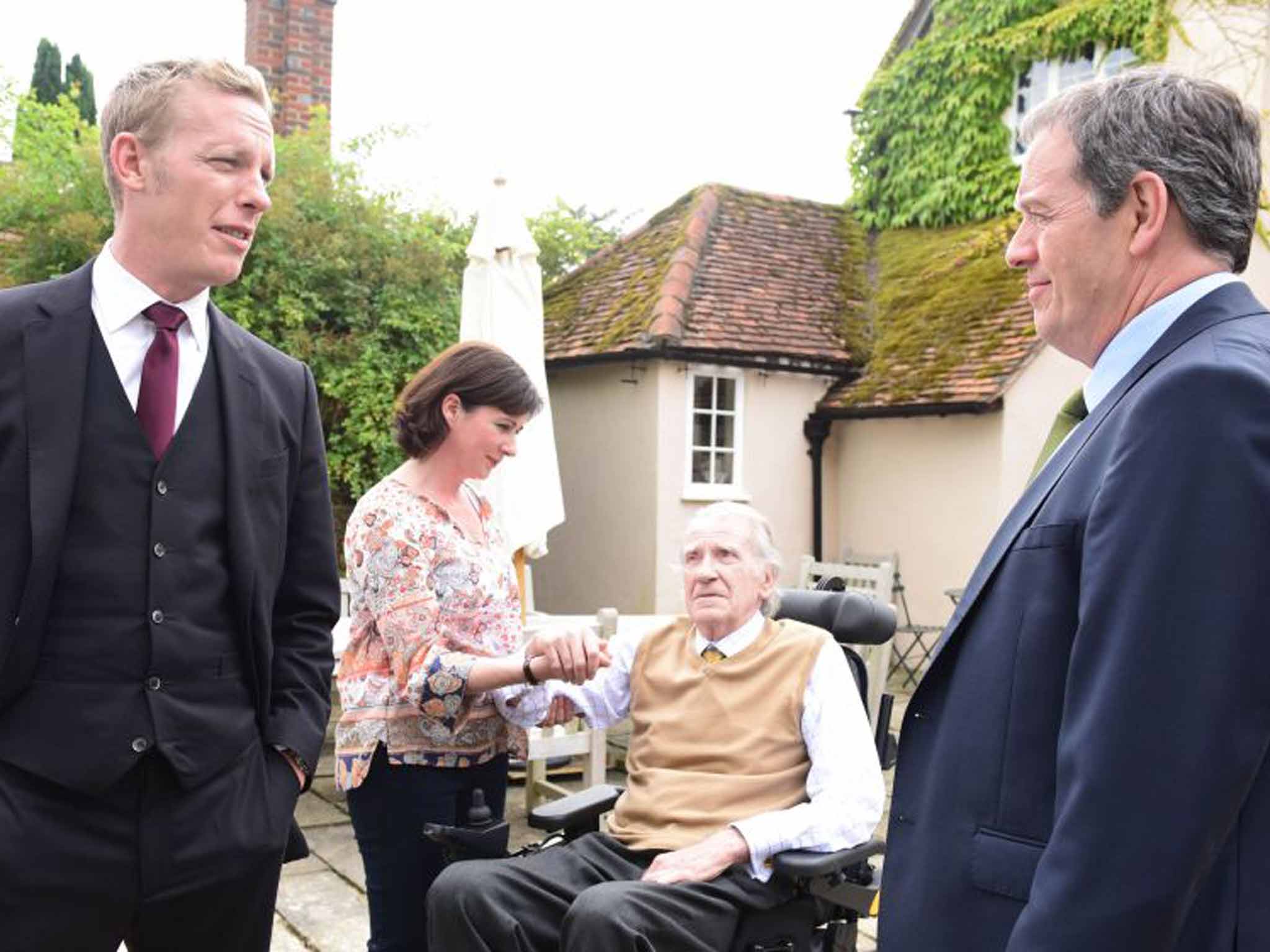 Laurence Fox, Mali Harries, David Warner and Kevin Whately in 'Lewis'
