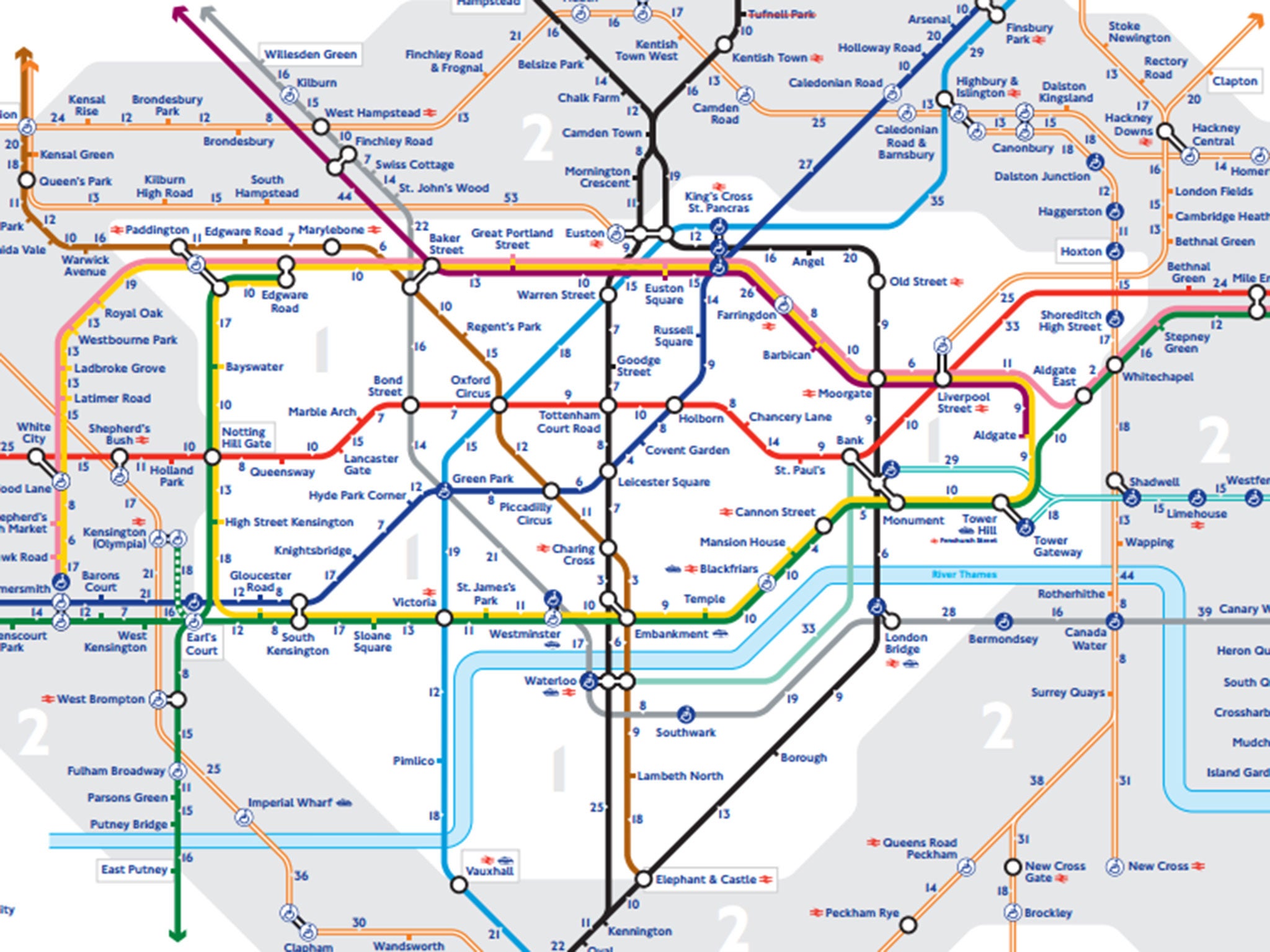 TfL Releases First Official Walk The Tube Map For London The   WalkingTubeLondonMap2 