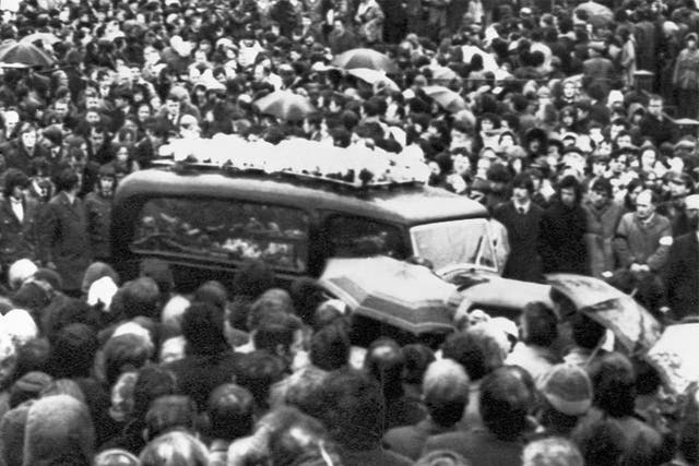 Mourners attending the funerals of the 13 Bloody Sunday victims