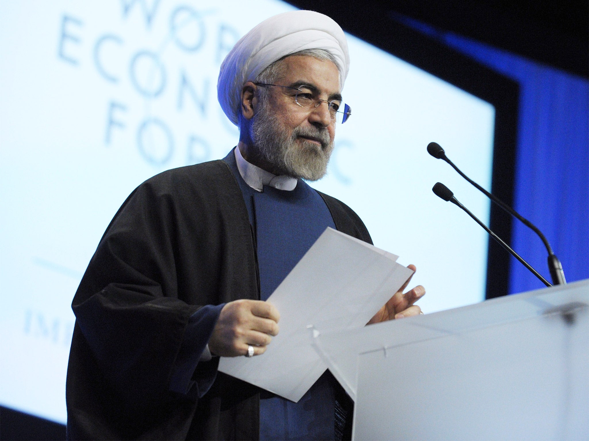 President Hassan Rouhani during his brief visit to the World Economic Forum in Davos last year