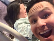 Reddit user takes selfie while his wife gives birth in the background