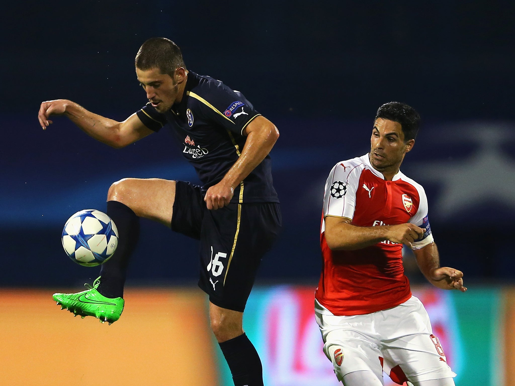 Dynamo Zagreb's Arijan Ademi in action against Arsenal earlier this season
