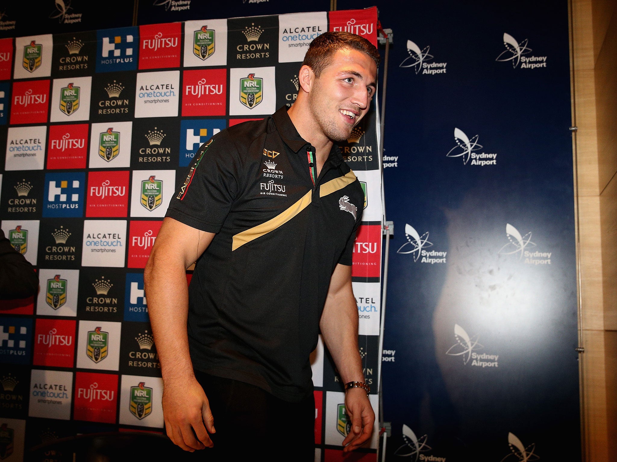 
Burgess leaves a press conference after his return to rugby league 