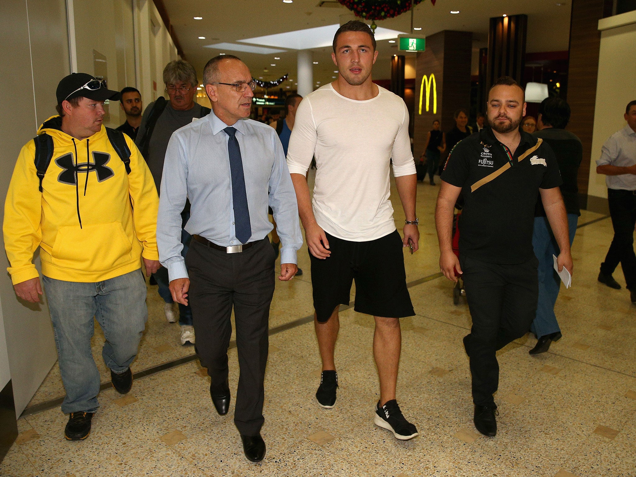 
Burgess arrives at a South Sydney Rabbitohs press conference on his return to Australia 