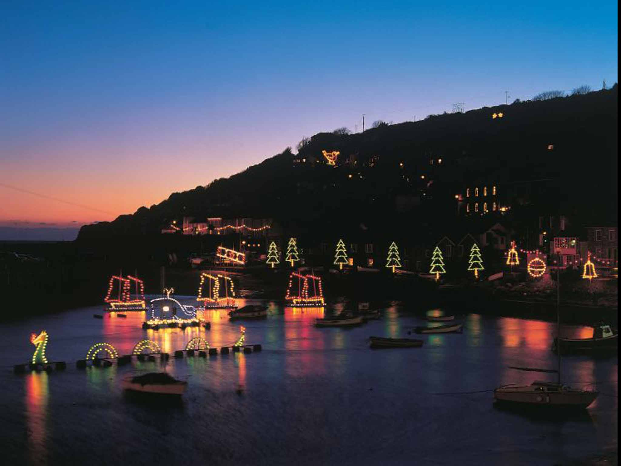 Festive lights at Mousehole
