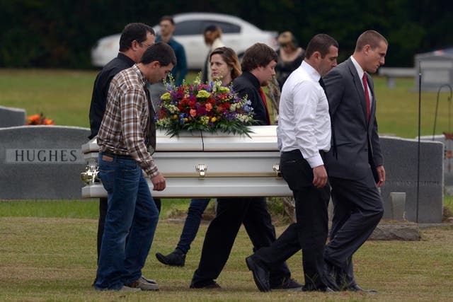 Pallbearers carry the casket of 6-year-old Jeremy Mardis in Mississippi.