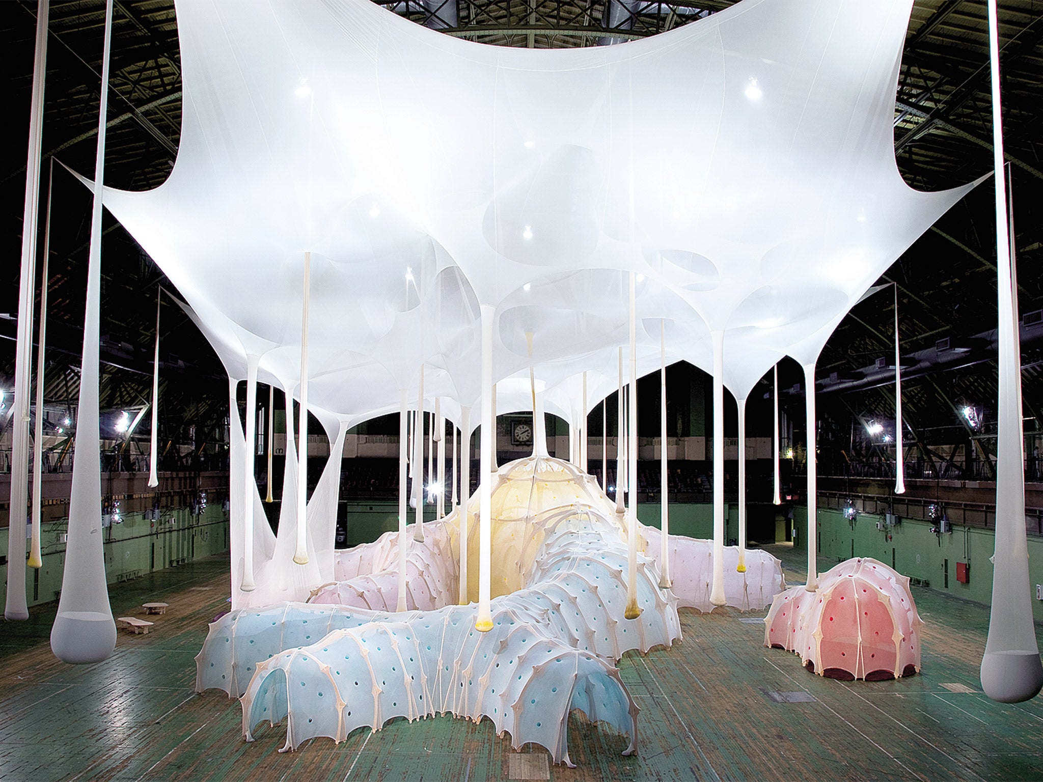 ERNESTO NETO: ANTHROPODINO (2009) ‘Neto’s installations comprise acres of Lycra mesh, at once sensuous and surreal, that invite visitors to escape the rigidity of their everyday interiors’