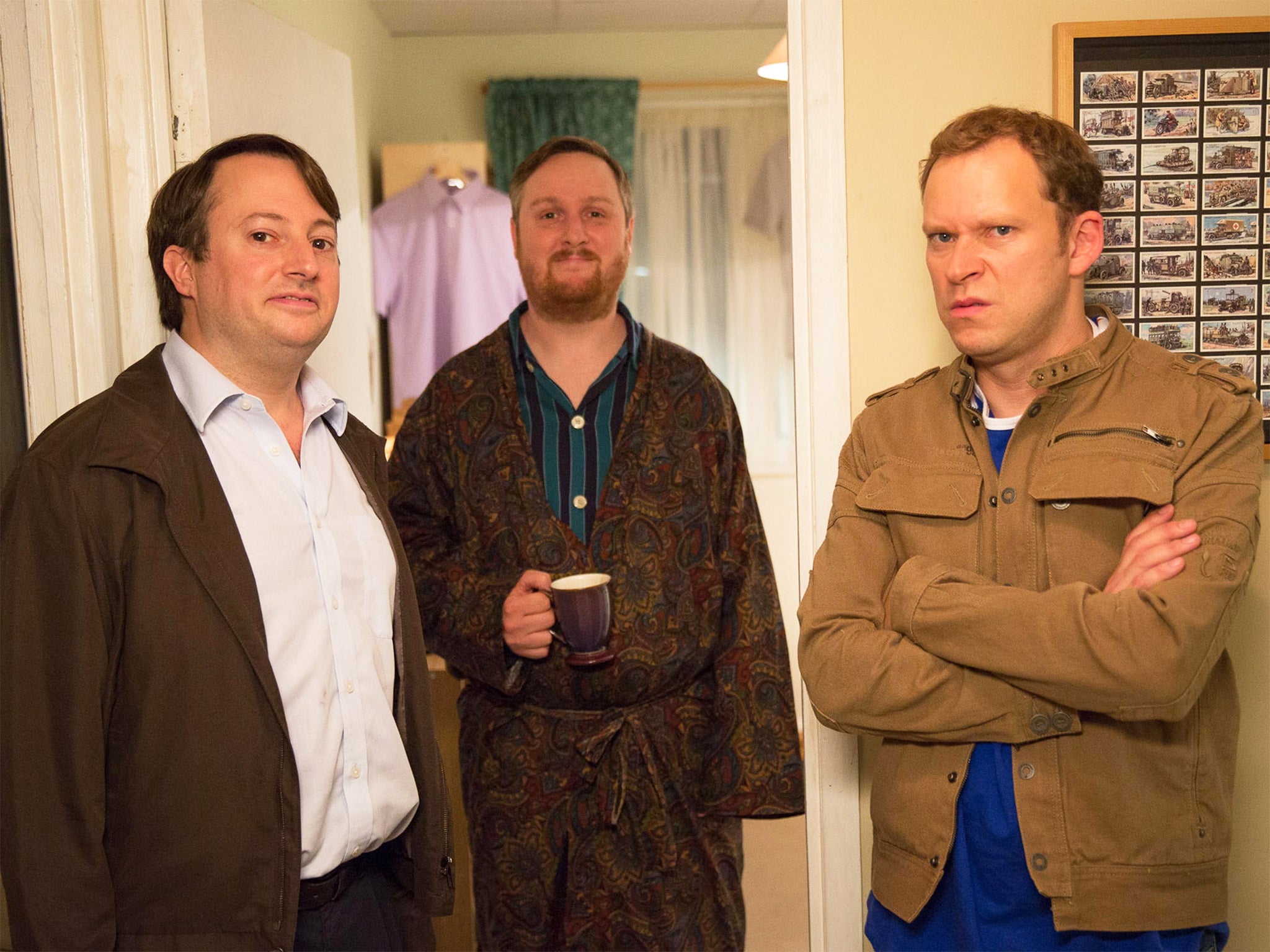 Back in the frame: David Mitchell, Tim Key and Robert Webb in ‘Peep Show’