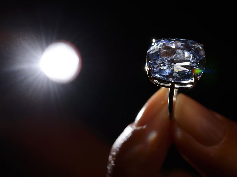 The 12.03-carat blue diamond auctioned by Sotheby's in Geneva