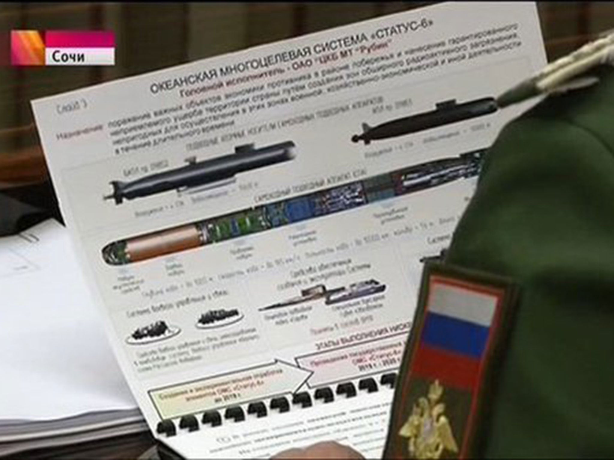 Secret plans for the nuclear torpedo system could be seen in Russian television footage