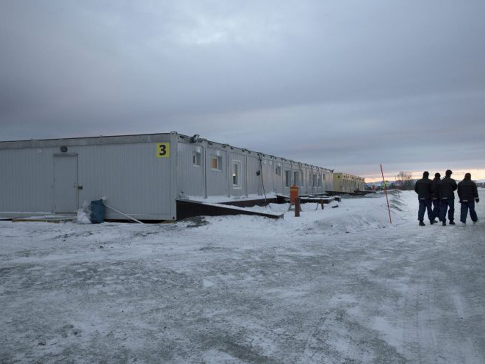 The new centre for refugees and migrants pictured in Kirkenes, Norway, near the border with Russia