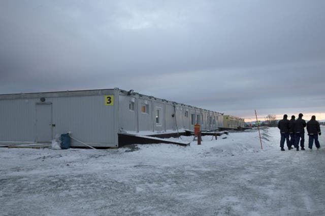 The new centre for refugees and migrants pictured in Kirkenes, Norway, near the border with Russia