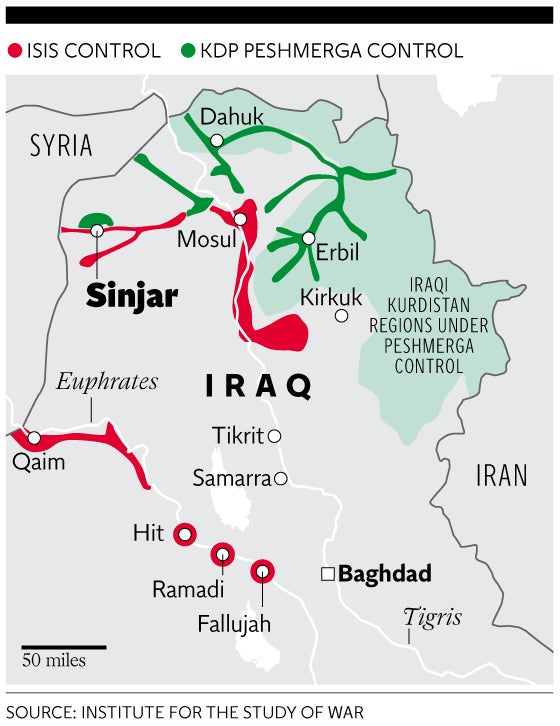 Sinjar lies on a strategic route between Isis's territories in Iraq and Syria