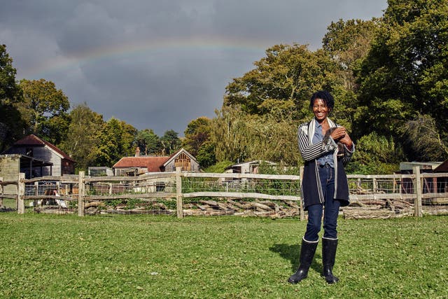 Green energy: Jo Cresswell on her 33-acre East Sussex farm, where she keeps turkeys, chickens. ducks, geese, goats and llamas