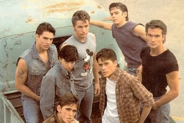 Tom Cruise, Emilio Estevez, C. Thomas Howell, Patrick Swayze, Rob Lowe, Matt Dillon, and Ralph Macchio in Francis Ford Coppola's film of the book