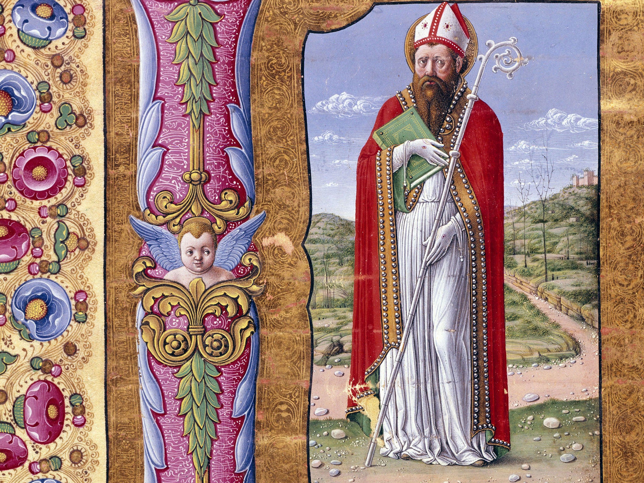 Dedicated scholarship: St. Augustine, by Girolamo da Cremona, 15th Century illumination on vellum paper