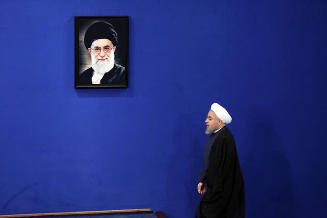 Hassan Rouhani has indicated relations with the US could improve but the supreme leader Ayatollah Ali Khamenei, inset, disagrees