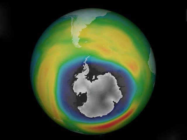 An image of the ozone layer over Antarctica from early October 2015