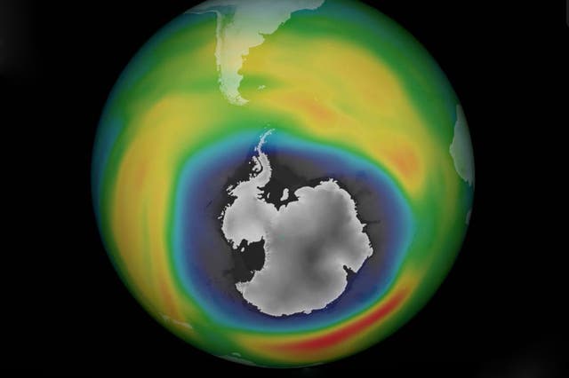 An image of the ozone layer over Antarctica from early October 2015