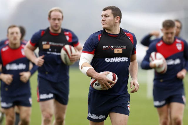 Brett Ferres takes part in an England training session at St George’s Park this week