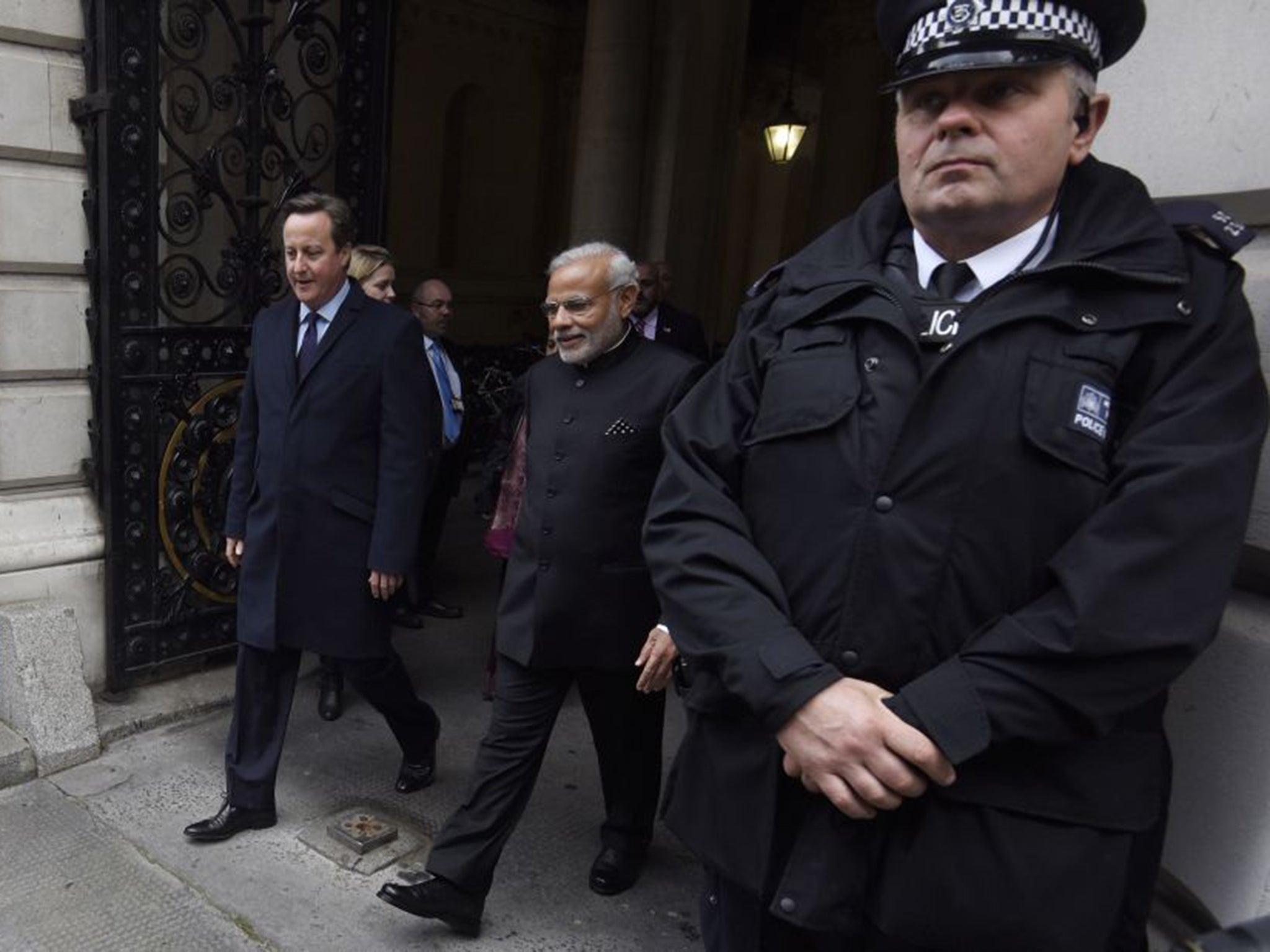 Narendra Modi was met by David Cameron at Downing Street