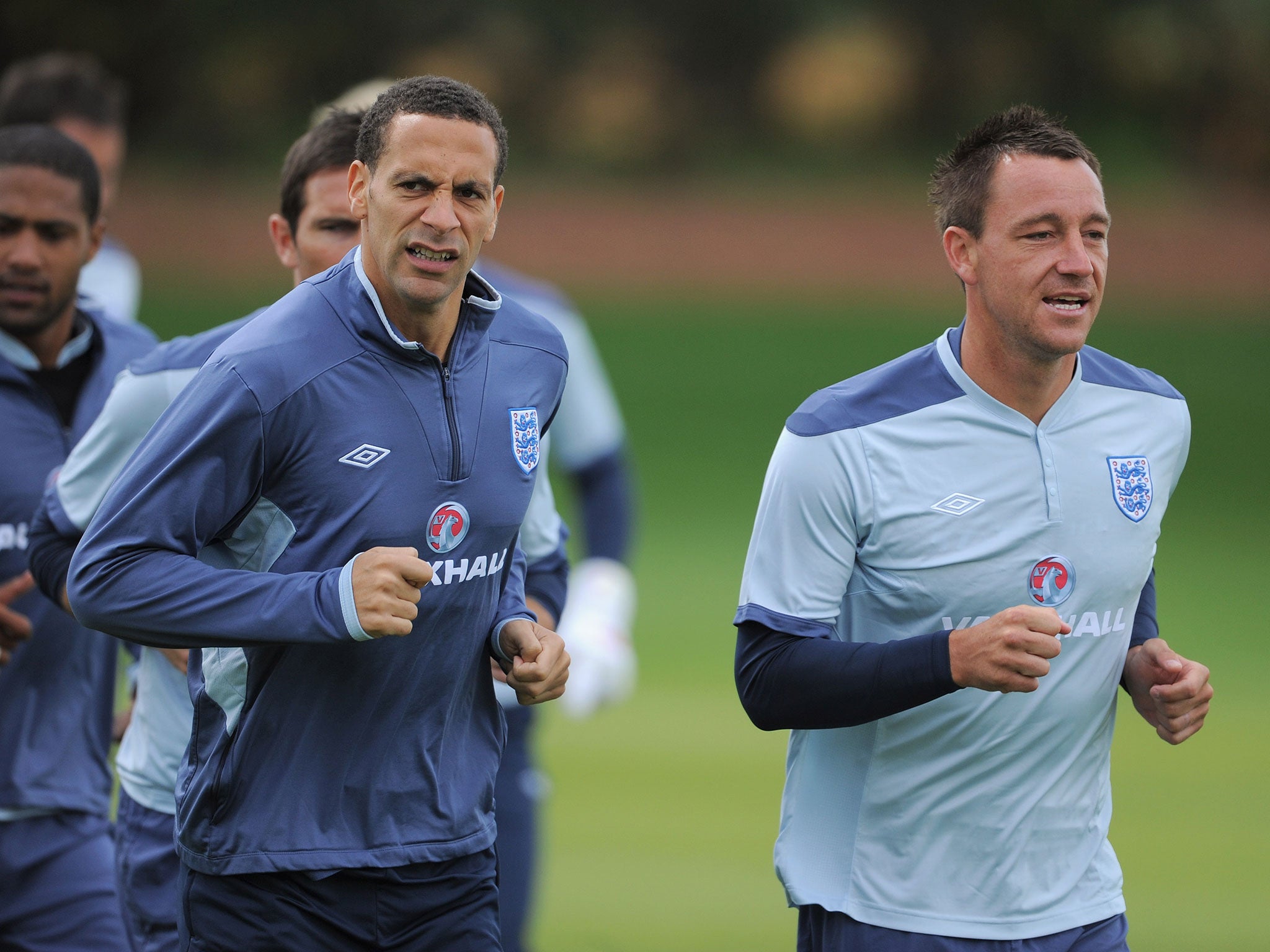 Rio Ferdinand and John Terry in England training in 2011