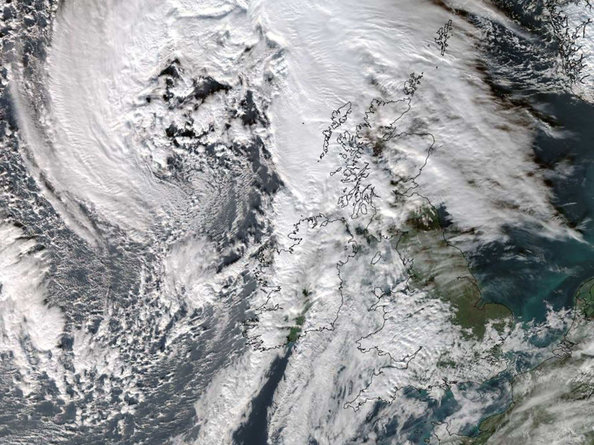 Satellite image of Storm Abigail over the UK