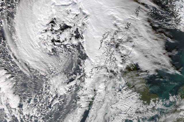 Satellite image of Storm Abigail over the UK