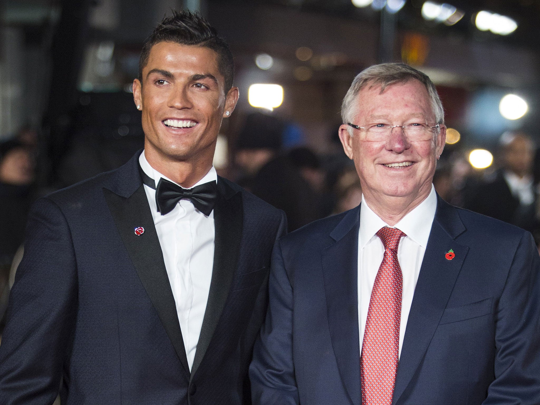 Cristiano Ronaldo an Sir Alex Ferguson ahead of the London premiere of the striker's new film