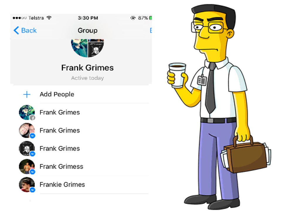A load of people called Frank Grimes had a Facebook group ...