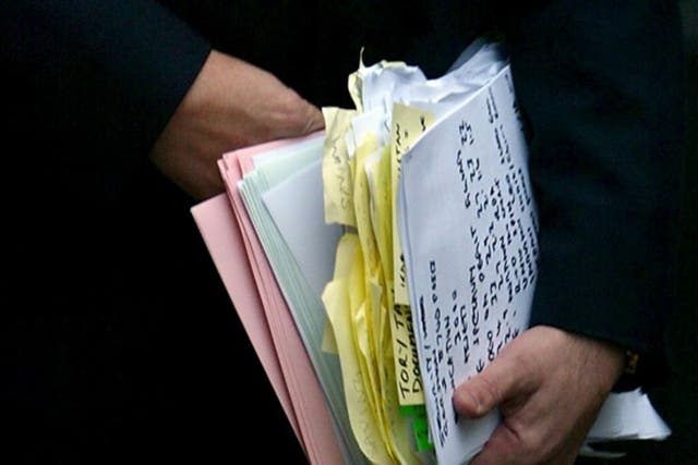 Documents photographed in the hands of then-Chancellor of the Exchequer Gordon Brown in 2004