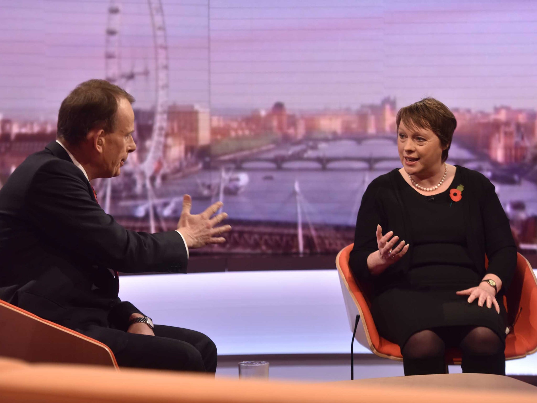 Andrew Marr and Shadow Defence Secretary Maria Eagle appearing on theThe Andrew Marr Show