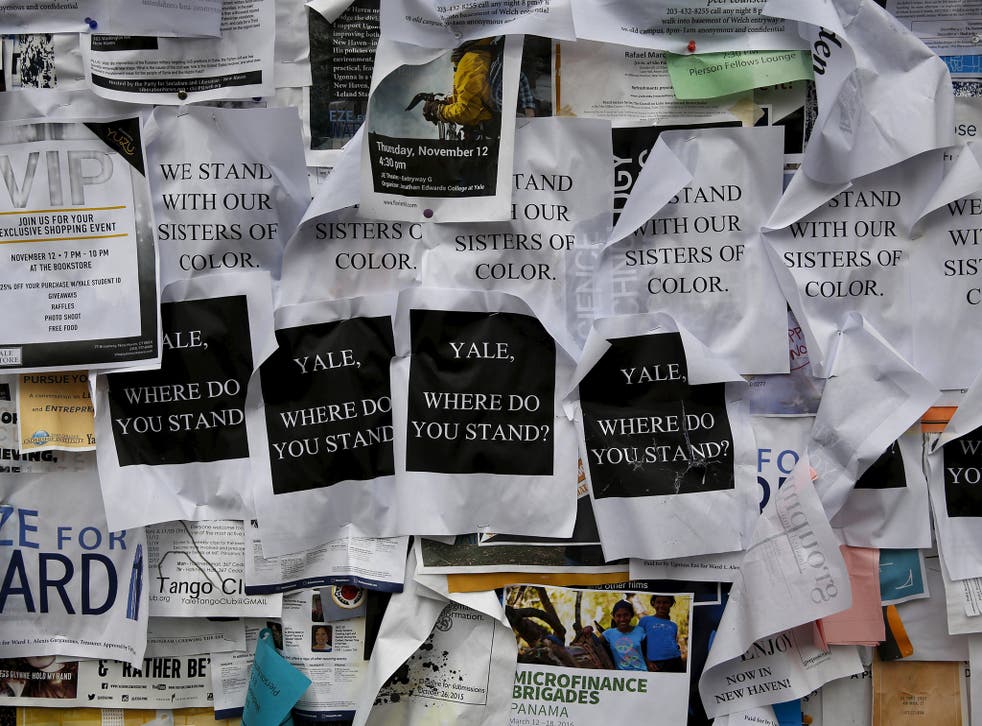 A college noticeboard at Yale University in New Haven, Connecticut, this week, where students protested against an email judged to be insensitive