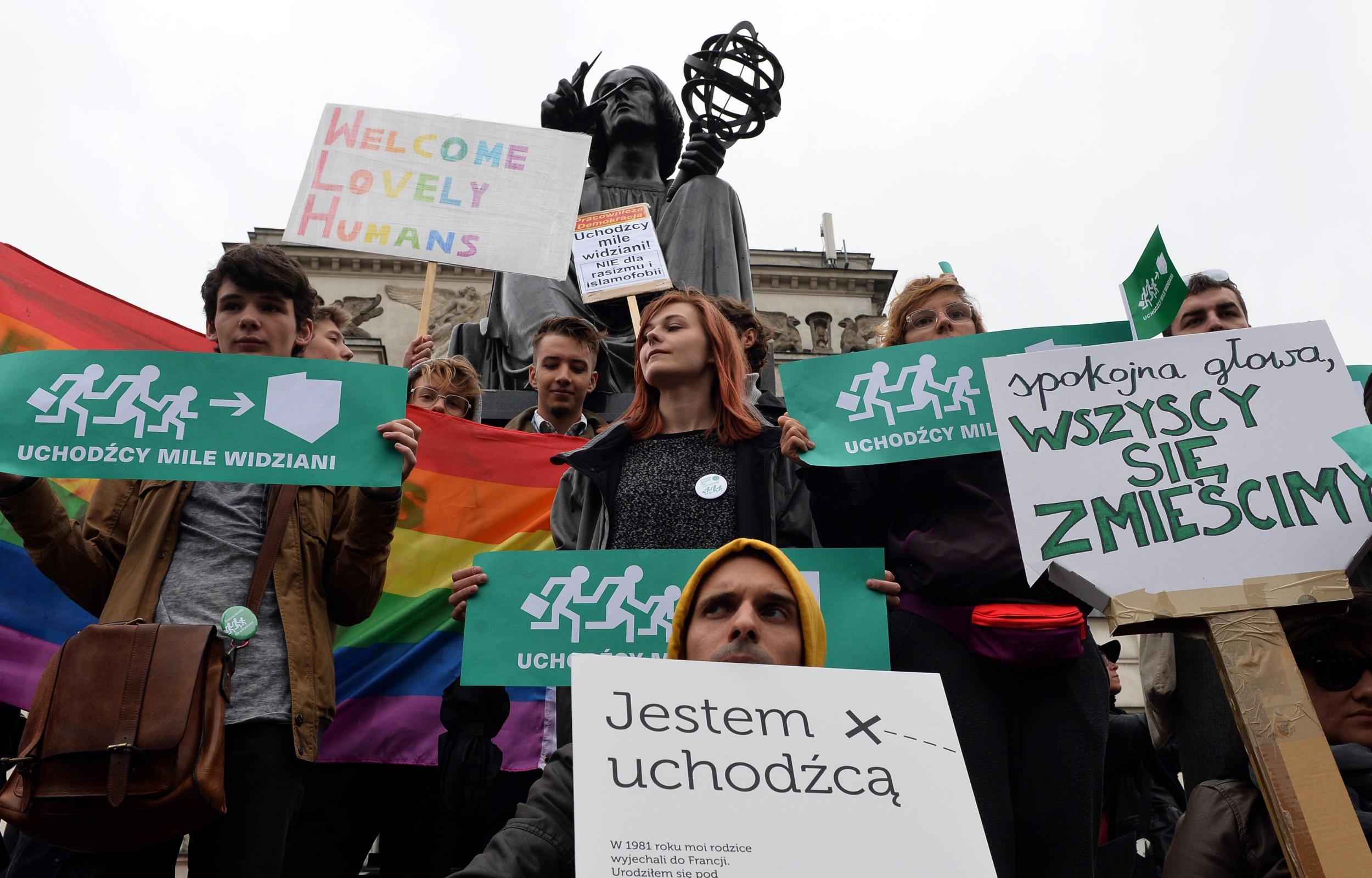 A pro-migrant demonstration in Warsaw in September 2015
