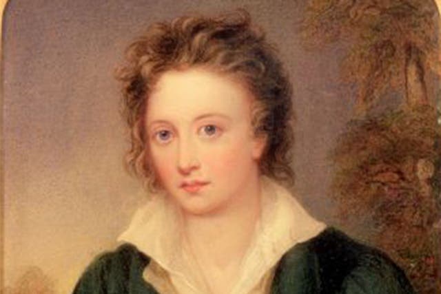 A portrait of poet Percy Bysshe Shelley