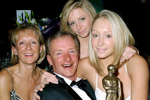 Pat Eddery in 2004 with (from left) wife Carolyn and daughters Nicola and Natasha
